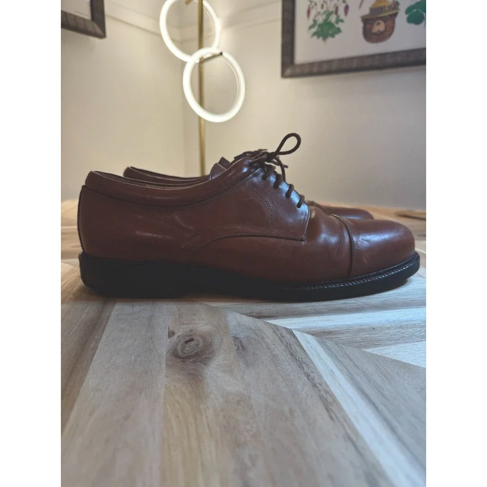 Johnston & Murphy PASSPORT Cap-Toe Oxfords Brown Cognac Leather‎ Lace UpMens 12M